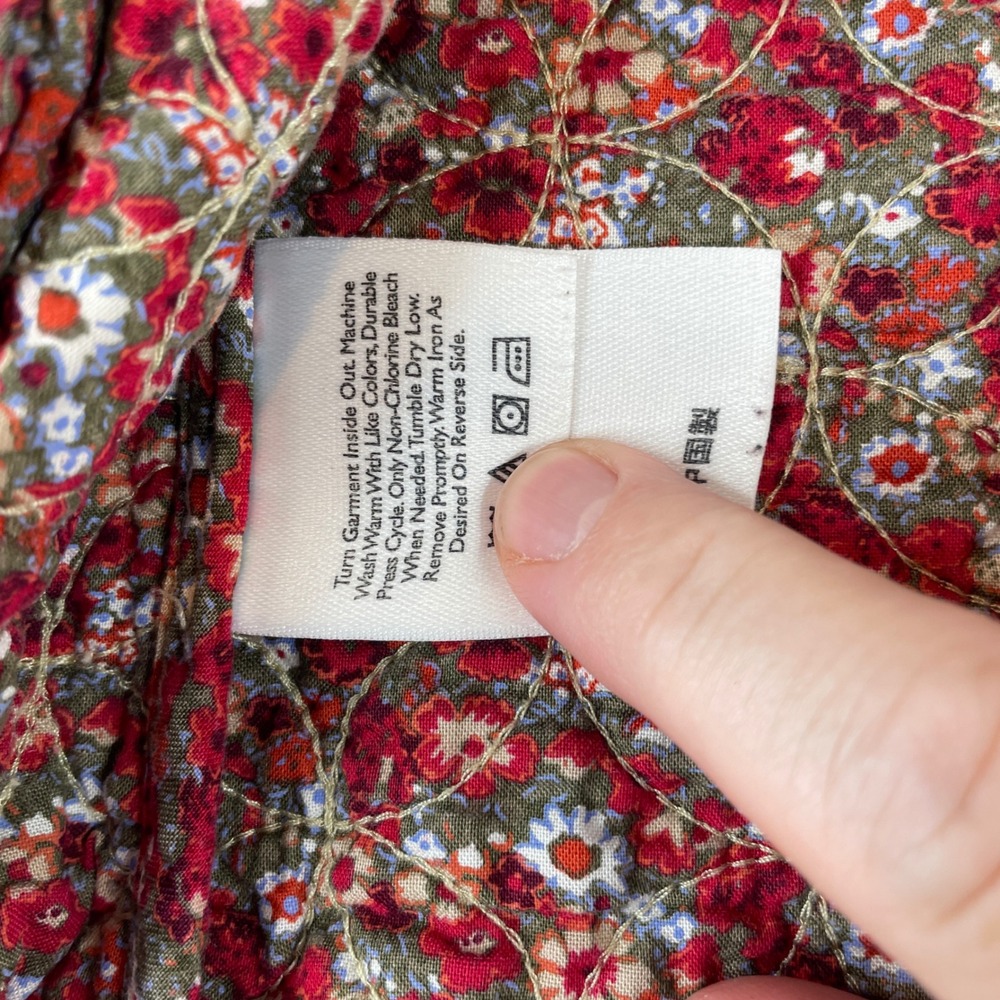 Eddie Bauer VTG Quilted Corduroy Vest Women S Beige Floral Lining Zip Pockets - Picture 6 of 14